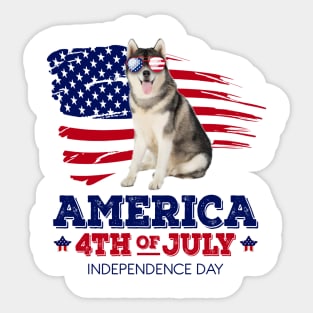 Husky Flag USA - America 4th Of July Independence Day Sticker